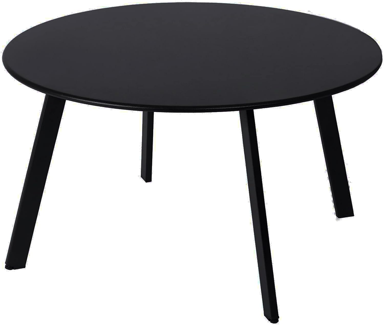 Patio Coffee Table - Metal Steel Outdoor Round Table Weather Resistant Anti-Rust Table (Black)