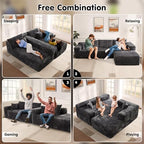 ovios 104" Cloud Couch with L-Shape Chaise,Modern Sectional Modular Sofa with Deep Seat, Upholstered Couches for Living Room Bedroom,No Assembly Required, Grey (Plush Corduroy Fabric)