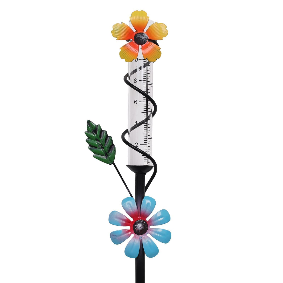 ESTTOP Flower Rain Gauge Outdoor, 5 Inch Glass Tube Freeez-Proof Metal Stake Weather-Resistant Rain Gauge-Lawn and Garden Yard Decor for Accurate Precipitation Measurement