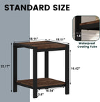 BON AUGURE End Table Set of 2, Small Side Table for Living Room, Night Stand, Bedside Tables with 2-Tier Storage Shelves for Bedroom, Small Spaces (Rustic Oak)
