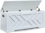 47.2” Storage Bench,Extra Large Wooden Storage Chest with 2 Safety Hinges,entryway Bench,Blanket Storage,Shoe Storage Bench for Entryway,Bedroom,Living Room,Easy Assembly. (White)