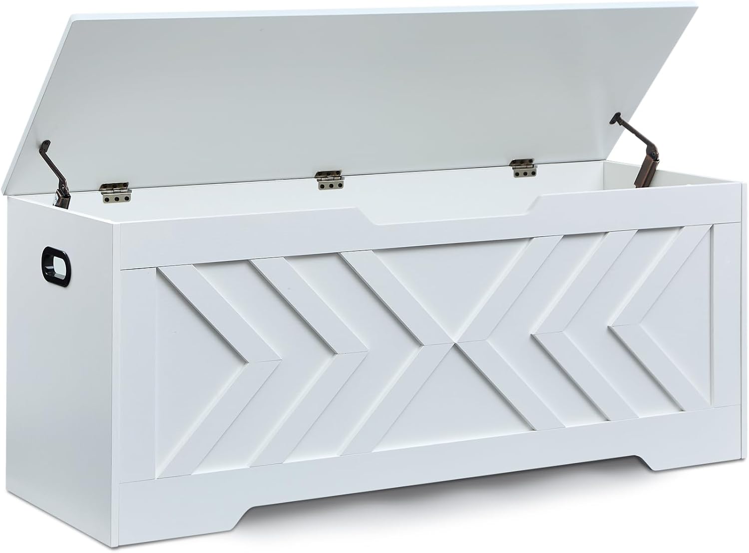 47.2” Storage Bench,Extra Large Wooden Storage Chest with 2 Safety Hinges,entryway Bench,Blanket Storage,Shoe Storage Bench for Entryway,Bedroom,Living Room,Easy Assembly. (White)