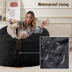 Bean Bag Cover (No Filler), Soft Faux Fur Stuffed Animal Bean Bag Storage, Fluffy Plush Bean Bag Chair Cover Washable, Comfy Bean Bag Covers for Adults Kids Teens, 38"x40" Black