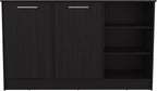 Kitchen Island with Three Open Shelves and Two Cabinets | Spacious countertop and concealed storage for efficient kitchen use