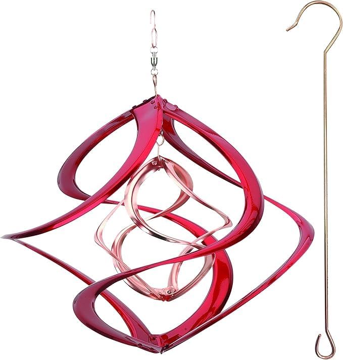 Red Carpet Studios Deluxe Double Helix Cosmix Wind Spinner, 14-Inch, Red and Copper