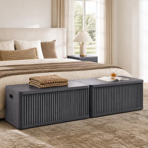 SICOTAS Storage Bench 80.4" Wide Shoe Bench with Lift Top Large Wooden Storage Chest Trunk Modern Blanket Chest with 4 Safety Hinges & Seating for Bedroom Entryway Living Room Hallway