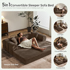 79" Convertible Futon Sofa Bed, Couch for Living Room | Brown | Folding Corduroy Sleeper Sofa, Modular Futon Couch with Fixed-Shape Frame, Pull Out Couch No Assembly