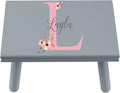 Let's Make Memories Personalized Step Stool - for Ages 3+ - Wood - Floral Design - Gray