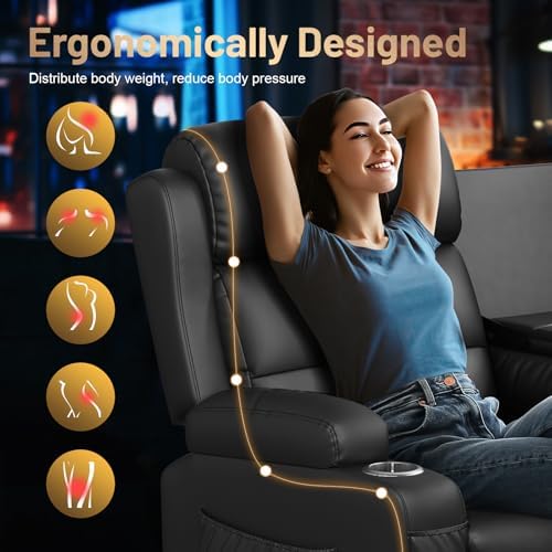 RV Reclining Sofa, Home Theater Seating Loveseat Couch with Massage | Reclining Loveseat with USB, Wall Hugger RV Couch Movie Theater Chairs, RV Furniture with Cup Holders, Drawer for Gaming Room