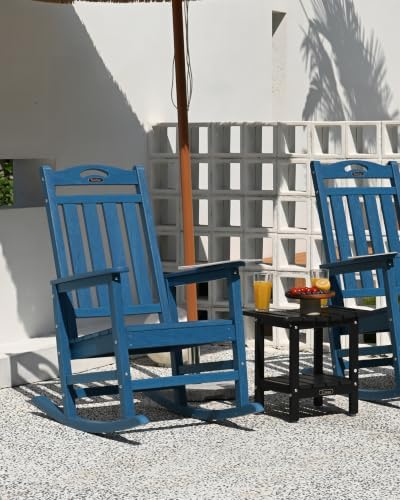 Outdoor Rocking Chair,HDPE Patio Rocking Chair,All Weather,Navy Blue