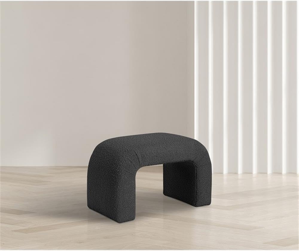 Meridian Furniture 169Black Niagara Collection Modern | Contemporary Boucle Fabric Upholstered Bench with Rich Black Boucle Fabric, Curved Contemporary Design, 28" W x 15.5" D x 17.5" H, Black