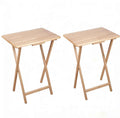 Folding Table L 19 x W 15 x H 26 inches TV Tray Half Portable Laptop Table for Indoor/Outdoor Events (Natural Set of 2)