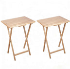 Folding Table L 19 x W 15 x H 26 inches TV Tray Half Portable Laptop Table for Indoor/Outdoor Events (Natural Set of 2)