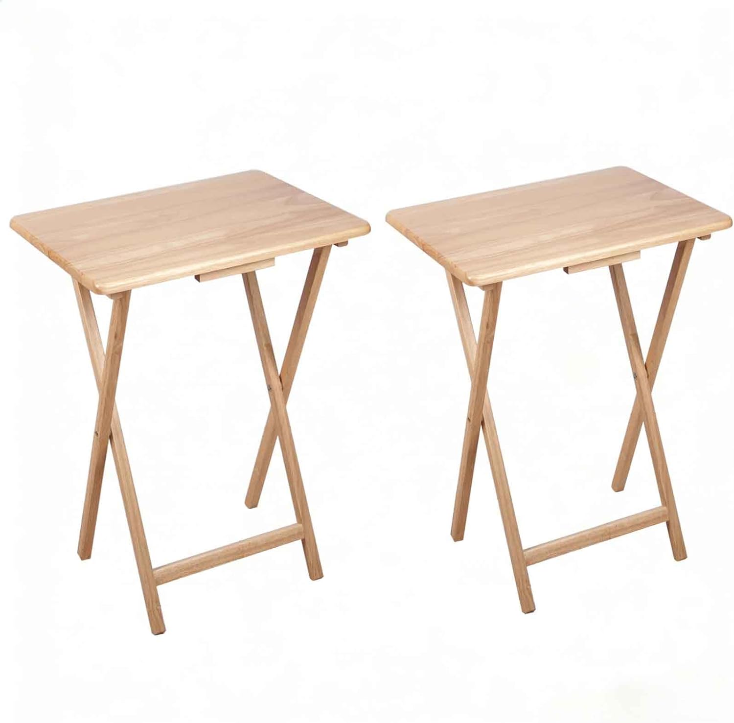 Folding Table L 19 x W 15 x H 26 inches TV Tray Half Portable Laptop Table for Indoor/Outdoor Events (Natural Set of 2)