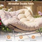 Papasan Rocking Chair, Oversized Outdoor Egg Chair with Thick Cushion | 450 lbs Heavy-Duty Frame, 6.7" Thick Cushion, Silent Rocking Design, Adjustable Rocking Angle, Indoor & Outdoor Use