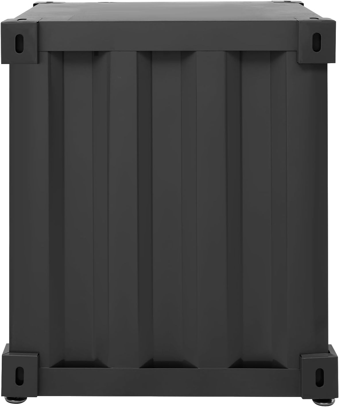 Industrial Iron Container Cabinet with Lock, Metal Side Table for Living Room Bedroom, Locker End Table with Storage Cabinet (Black)