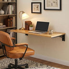 Need 47x20 Inch Wall Mounted Folding Table for Office Laundry Teak | Black Frame Fold Down Wall Mount Desk Folding Wall Table for Small Apartment, Garage&Ironing Station