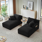 Eafurn Oversized Double Chaise Lounge Indoor with Cup Holders & Side Pocket, 71" Plush Corduroy Floor Chaise Lounge Sofa with High Density Sponge & Deep High Seat Comfy Sleeper Couch Bed