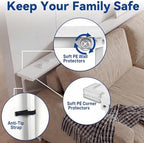 78.8inch Adjustable Height Narrow Sofa Side Table with 2 Power Outlets, Couch Behind Table for Small Space, Hallway, Entryway, Bedside, Bedroom, Stable, Easy to Assemble & Clean