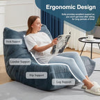 Hobestluk Big Bean Bag Chairs for Adults Fireside BeanBag Couch Togo Sofa | Ergonomic Design,Memory Foam,No Assembly,Faux Fur Fireside Lounge Floor Chair Back Support Bedroom | Bluegrey Plush Single