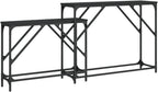 Nesting Console Tables 2 Pack Black Engineered Wood | Metal Frame, Industrial Style, Space Saving, Versatile for Living Room or Hallway