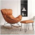 Mid-Century Rocking Chair with Ottoman, Fabric Glider Recliner Chair with High Rest, Wood Legs, 330 Lbs(Orange)