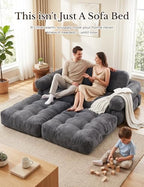 Folding Sofa Bed, L-Shaped Couch Back Support and Arm Pillow Futon | Convertible Sofa Bed for Living Room/Guest Use/Home Office, Foldable Couch for Adults, Dark Gray