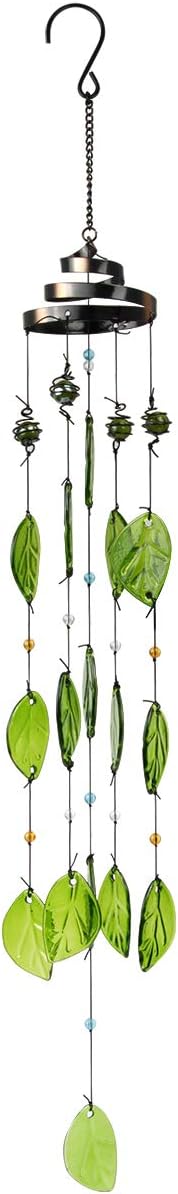 Vindar Wind Chimes, Glass Leaves Wind Chimes Outdoor Decor Handmade 32" Garden Chimes for Home, Patio, Backyard Decor Indoor and Outdoor Decor