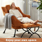 Lazy Chair with Ottoman,Comfy Accent Living Room Chair with Footrest Set | Removable & Machine-washable Cover,Reading Chair with Armrests,Upholstered Lounge Chair for Bedroom,Dorm,Office,Small Space