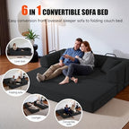 79" Sofa Bed,Convertible Futon Sofa Bed, Couch for Living Room | 6-In-1 Convertible Sofa Bed,Corduroy Futon Sleeper Sofa,Modular Pull Out Couches for Bedroom,Lounge,No Assembly Black Couch