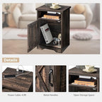 AMERLIFE 3 Piece Farmhouse Living Room Coffee Table Set, Dark Oak | Coffee Table & 2 End Tables with Charging Station and USB Ports, Farmhouse Style, Barn Door Design, Living Room Furniture