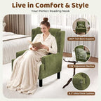 Garvee Wingback Accent Chair Set of 2, Mid-Century Chenille Reading Chair | High back design, 5.1 in spring + foam cushion, wood frame with metal backrest, lumbar pillow, 350 lb capacity