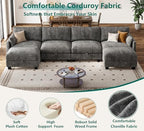 Modular Sectional Sofa, 132" U Shaped Couch with Storage, Chenille | High Resilience Foam, 22" Seat Depth, Movable Ottoman, Comfy Chenille, Easy Assembly, Dark Gray