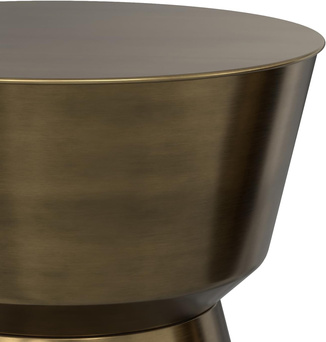 SIMPLIHOME Allegra Metal Table - 16 inch Wide Solid Iron Round Side Table in Antique Brass, Modern Accent End Table for Living Room, Bedroom or Office with Hourglass Silhouette, Assembled