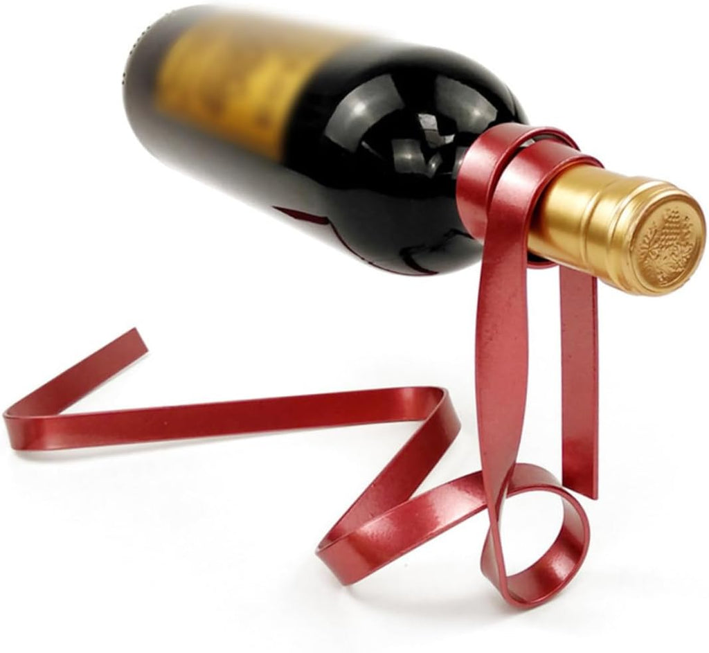 Color Ribbon Wine Rack Suspended Wine Shelf Tabletop Display Holder Personality Balance Bracket for One Bottle Modern Home Decor Kitchen Counter Living Room Restaurant