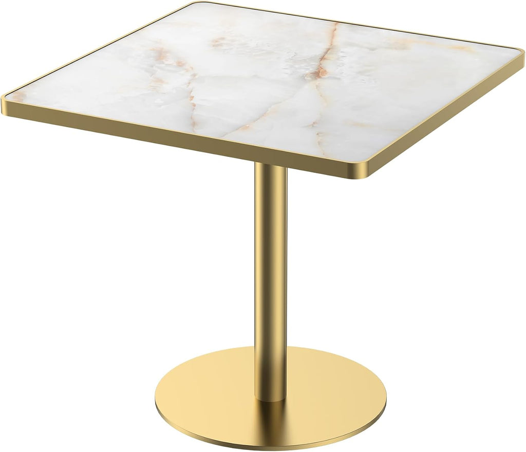 SSLine Marble Square Dining Table,31.5" Tulip Table Bistro Table for 2-4 People,Modern Kitchen Dining Room Furniture with Sintered Stone Tabletop and Stainless Steel Pedestal for Small Places