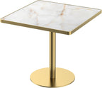 SSLine Marble Square Dining Table,31.5" Tulip Table Bistro Table for 2-4 People,Modern Kitchen Dining Room Furniture with Sintered Stone Tabletop and Stainless Steel Pedestal for Small Places