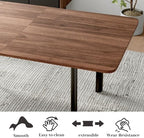 HIPIHOM Extendable Dining Table Set for 8, Walnut Kitchen Table with Chairs | 63"- 78.7" Adjustable Walnut Dinner Table, Metal Base, Dining Room Table with 8 PU Leather Chairs, Seats 6-8 for Apartment