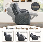 HAOMARKETS 3-Piece Recliner Sofa Set with Charging Ports, Include 2 Power Recliner Chairs and Electric 2-Seater Loveseat Reclining Couch with Hidden Storage and Cup Holders for Living Room, Dark Grey