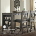 Signature Design by Ashley Caitbrook Counter Height Dining Table, Gray | Built-in side storage shelves, Veneers, wood and engineered wood construction, Kitchen island with seating