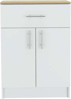 2 Piece Kitchen Set with Island Table and Pantry Cabinet | Includes pre-drilled holes for assembly