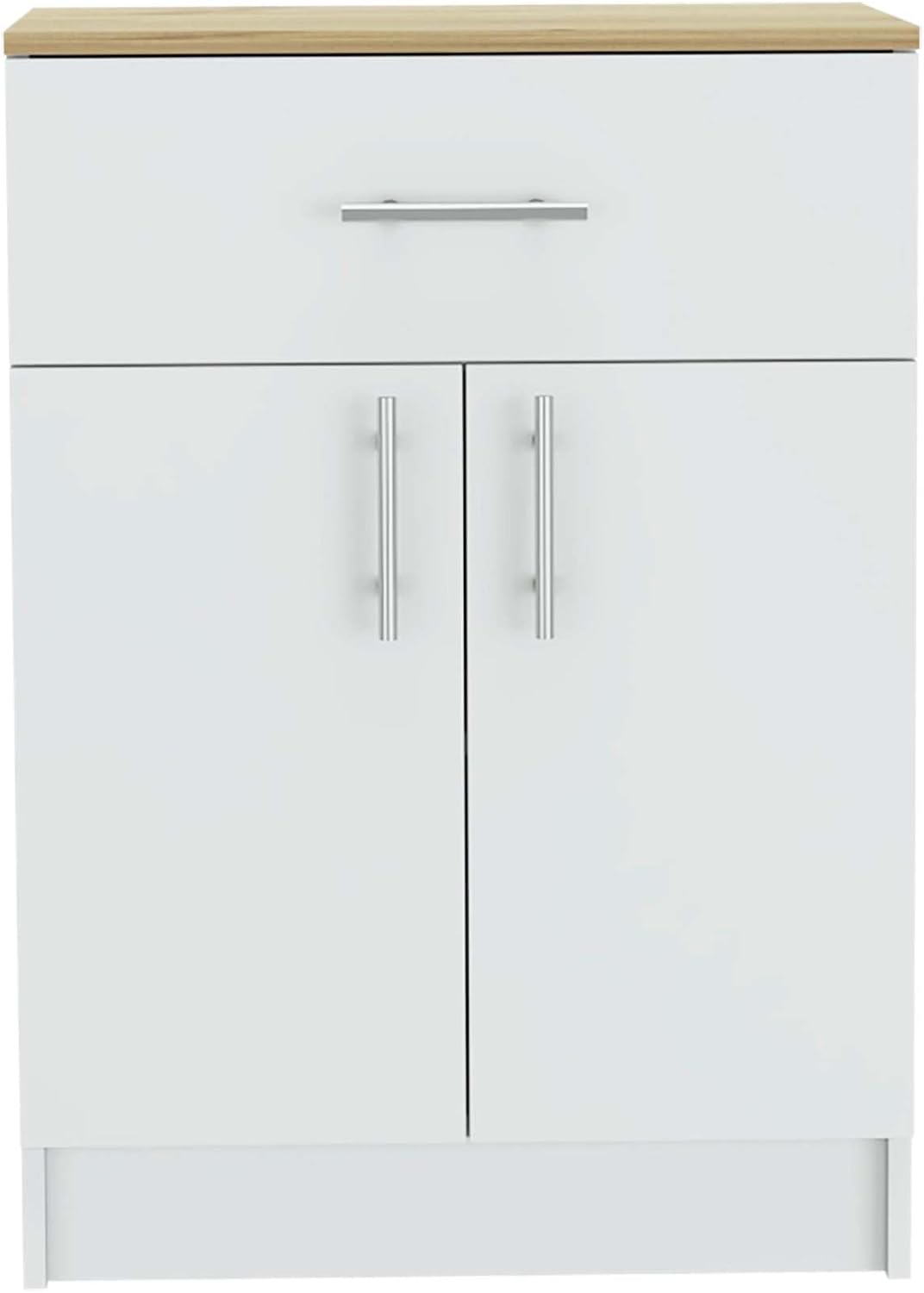 2 Piece Kitchen Set with Island Table and Pantry Cabinet | Includes pre-drilled holes for assembly