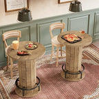 Tribesigns Small Round Dining Table, Bar Height Circle Kitchen Table with Footrest, for Small Spaces, Dining Room, Bar, Bistro, Pub, Brown (Only Table)