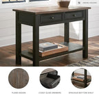 Signature Design by Ashley Tyler Creek Farmhouse Console Table, 2 Drawers | Behind couch table, Solid and engineered wood and veneers, 22-inch deep display shelf, Farmhouse sofa table
