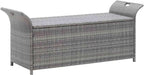 Poly Rattan Patio Storage Bench with Cushion, 54.3" Waterproof PE Outdoor Bench with Large Storage Space and Removable Polyester Cover, Gray