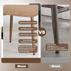 FREKEN Modern Upholstered Dining Chairs Set of 4, Mid-Century Metal Frame with Wood Grain, Linen Fabric Side Chair for Kitchen Dining Room, 350lbs Capacity, Brown