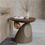 Resin Side Table, Stone Side Table Decoration, Small Bedside Table, Multifunctional Coffee Table, Suitable for Living Room, Bedroom(Brown)