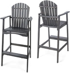 Saiveina Outdoor Acacia Wood Adirondack Barstools, Set of 2, Dark Gray
