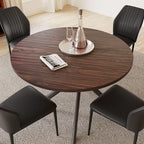 HIPIHOM 45.3'' Walnut Round Dining Table Set for 4, Mid Century Modern Small Coffee Set for Dining Room Kitchen Apartment (Dark Walnut Table + 4 Black Chairs)