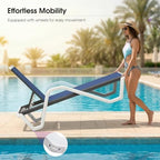 PURPLE LEAF Lounge Chair Outdoor Set of 2 w/Armrest & 1 Table, Navy Blue | Sleek, modern curves add a resort-style aesthetic that instantly upgrades the overall look of your backyard oasis